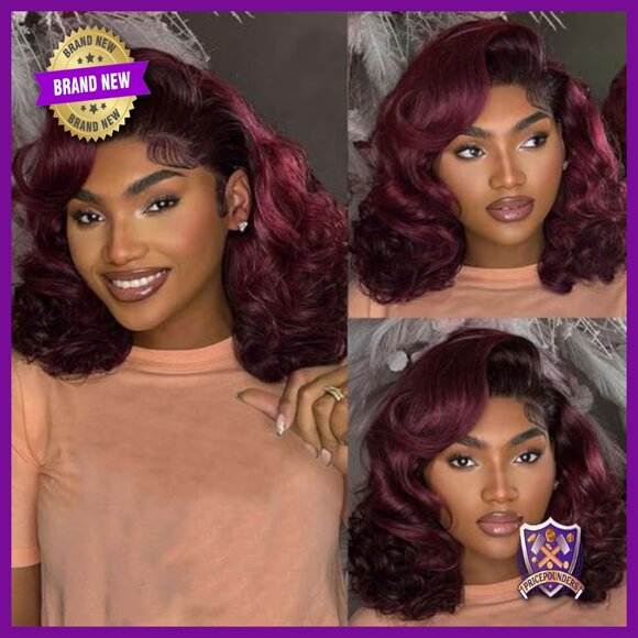 250 Density Human Hair Lace Front Wig Glueless Pre Plucked Bob